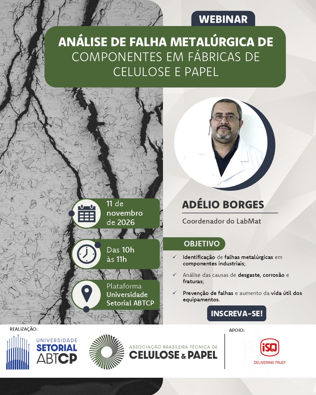 Webinar: Análise de falha metalúrgica de componentes em fábricas de celulose e papel